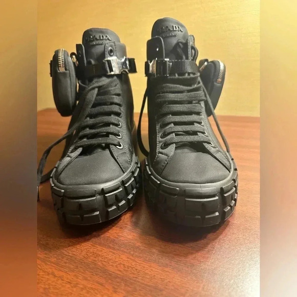 PRADA Wheel High Too Combat Sneaker with Pouch, Size 8US - Picture 6 of 12